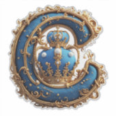 Koninklijk Blauwe Letter C Monogram Sticker (Voorkant)