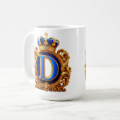 Koninklijk Blauwe Letter D Monogram Koffiemok (Voorkant links)