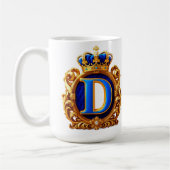 Koninklijk Blauwe Letter D Monogram Koffiemok (Links)