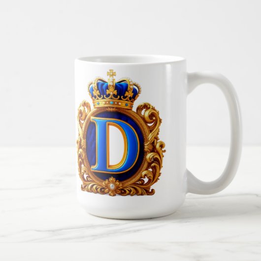 Koninklijk Blauwe Letter D Monogram Koffiemok (Rechts)