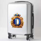 Koninklijk Blauwe Letter D Monogram Sticker (Koffer)