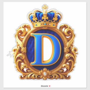 Koninklijk Blauwe Letter D Monogram Sticker