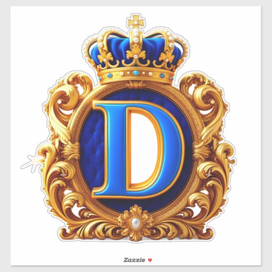 Koninklijk Blauwe Letter D Monogram Sticker (Vel)