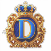 Koninklijk Blauwe Letter D Monogram Sticker (Voorkant)