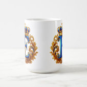 Koninklijk Blauwe Letter E Monogram Koffiemok (Center)