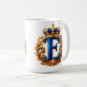 Koninklijk Blauwe Letter E Monogram Koffiemok (Voorkant rechts)
