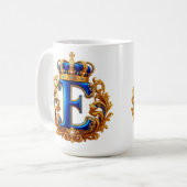 Koninklijk Blauwe Letter E Monogram Koffiemok (Voorkant links)