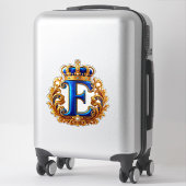 Koninklijk Blauwe Letter E Monogram Sticker (Koffer)