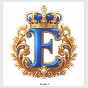 Koninklijk Blauwe Letter E Monogram Sticker
