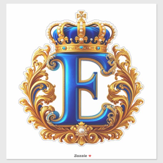 Koninklijk Blauwe Letter E Monogram Sticker (Vel)
