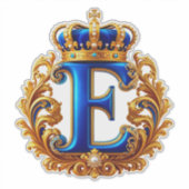 Koninklijk Blauwe Letter E Monogram Sticker (Voorkant)