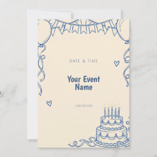 Koninklijk blauwe lijn kunstcake banner kaart