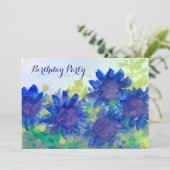 Koninklijk blauwe madeliefjes 80ste verjaardagsfee kaart (Staand voorkant)