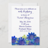 Koninklijk blauwe madeliefjes 80ste verjaardagsfee kaart (Achterkant)