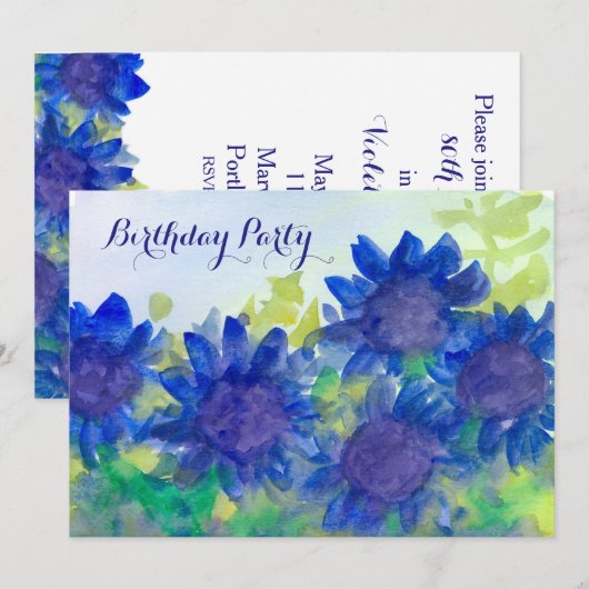 Koninklijk blauwe madeliefjes 80ste verjaardagsfee kaart (Voorkant / Achterkant)