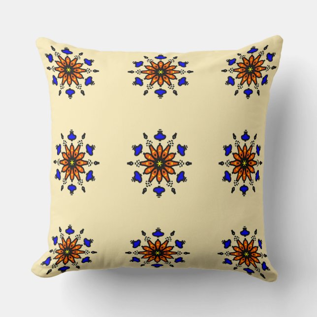 Koninklijk Blauwe Mandala Kussen (Voorkant)