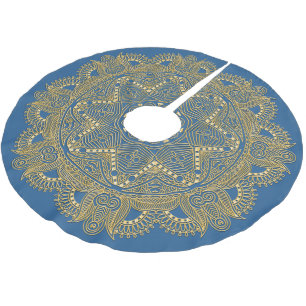 Koninklijk Blauwe Mandala Ster Patroon Fleece Kerstboom Rok