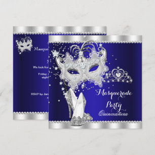 Koninklijk Blauwe Masquerade Quinceanera Masker Ho Kaart