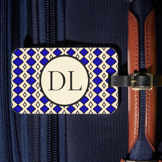 Koninklijk Blauwe Monogram Bagagelabel (Voorkant Insitu 4)