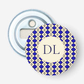 Koninklijk Blauwe Monogram Button Flesopener (Voorkant)
