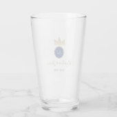 Koninklijk Blauwe Monogram Huwelijk Glas (Achterkant)