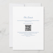 Koninklijk Blauwe Monogram Krans QR Code Bruiloft Kaart (Achterkant)