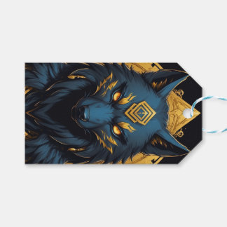 Koninklijk Blauwe Mystieke Wolf Cadeaubijsluiters Cadeaulabel