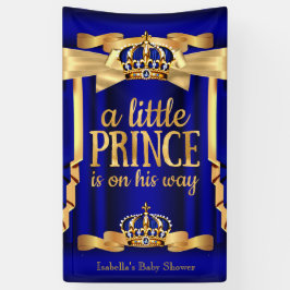 Koninklijk Blauwe Nep Goud Folie Kroon Baby Shower Spandoek