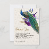 Koninklijk blauwe paarse bloemrijke bruidsdouche v bedankkaart (Voorkant)