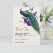 Koninklijk blauwe paarse bloemrijke bruidsdouche v bedankkaart (Staand voorkant)