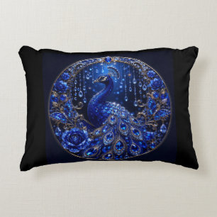 Koninklijk Blauwe Pauw Kristal Glamour Accent Kussen