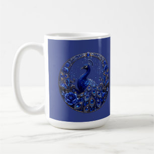 Koninklijk Blauwe Pauw Kristal Glamour Koffiemok
