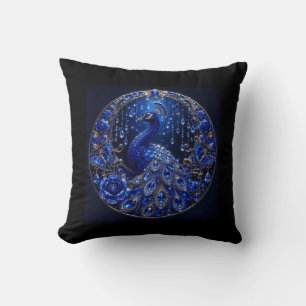 Koninklijk Blauwe Pauw Kristal Glamour Kussen
