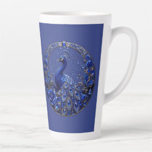 Koninklijk Blauwe Pauw Kristal Glamour Latte Mok