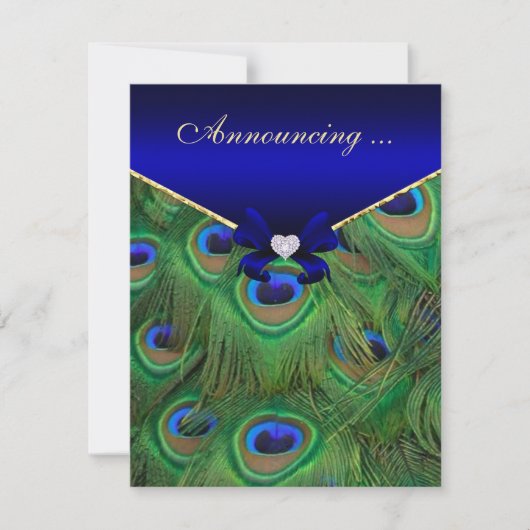 Koninklijk Blauwe Pauw Verlovingsaankondiging Aankondiging (Voorkant)