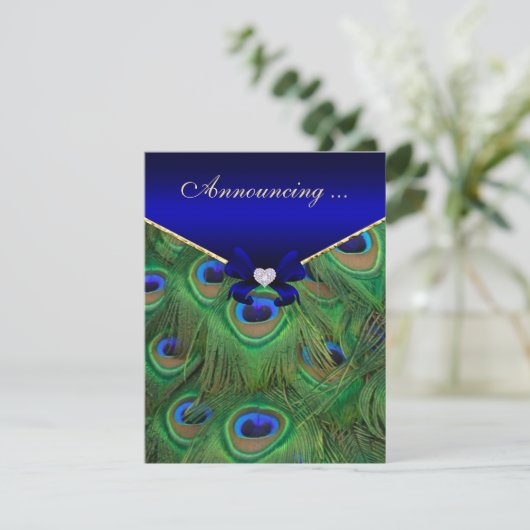 Koninklijk Blauwe Pauw Verlovingsaankondiging Aankondiging (Staand voorkant)