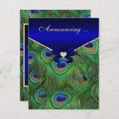 Koninklijk Blauwe Pauw Verlovingsaankondiging Aankondiging (Voorkant / Achterkant)