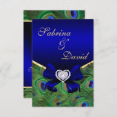 Koninklijk blauwe pauwontvangstkaart informatiekaartje (Voorkant / Achterkant)