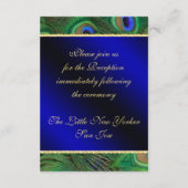 Koninklijk blauwe pauwontvangstkaart informatiekaartje (Achterkant)