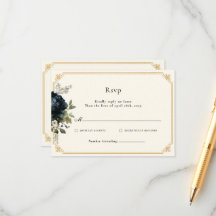 Koninklijk Blauwe Pioen Trouw met Gouden Frame RSV