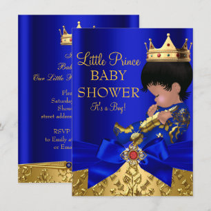 Koninklijk blauwe prins jongetje baby shower Afro- Kaart