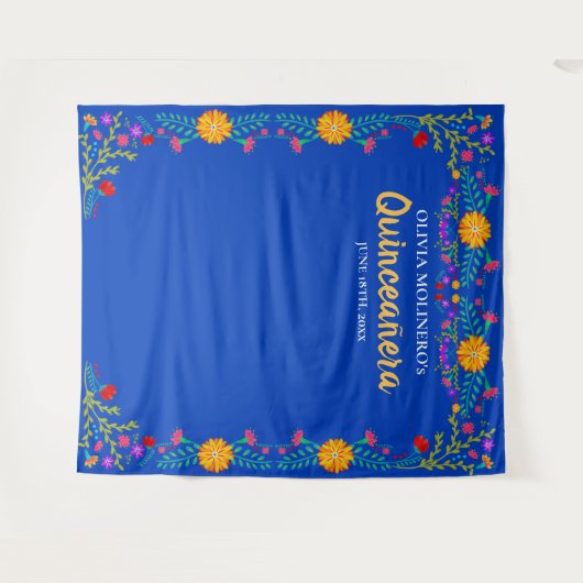 Koninklijk Blauwe Quinceanera Fotocabine Achtergro Wandkleed (Voorkant (horizontaal))