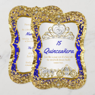 Koninklijk Blauwe Quinceanera Magische Tiara Goud Kaart