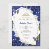 Koninklijk Blauwe Quinceañera Vlinders Mis Quince Kaart (Voorkant)