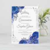 Koninklijk Blauwe Quinceañera Vlinders Mis Quince Kaart (Staand voorkant)