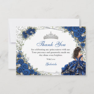 Koninklijk Blauwe Quinceañera Zilveren Vlinders Bedankkaart