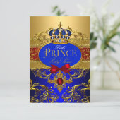 Koninklijk Blauwe Rode Kleine Prins Kroon Baby Sho Kaart (Staand voorkant)