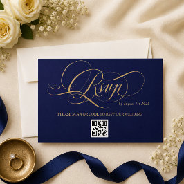 Koninklijk Blauwe Romantische Calligrafie Bruiloft RSVP Kaartje