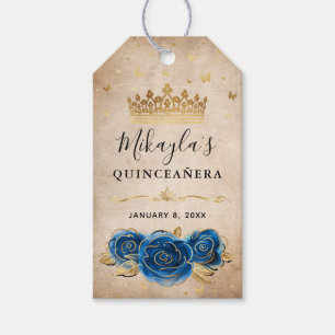 Koninklijk Blauwe Roos en Gouden Kroon Dank Je Fav Cadeaulabel