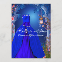Koninklijk Blauwe Roos Quinceanera Kaart
